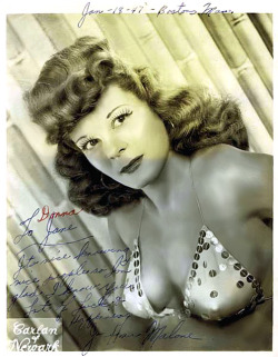    Jo Ann Malone Vintage 40&rsquo;s-era promo photo personalized (on January 18 - 1947 in Boston, Mass.)  to fellow dancer Donna Leslie: “To Jane (Donna) — It&rsquo;s nice knowing nice people so I&rsquo;m glad I know you! &ndash; Lots of Luck &amp;