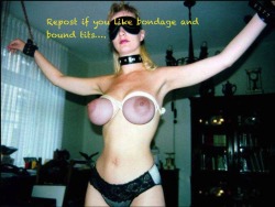 nastythingsilike:  Repost if you like bondage and bound tits….. 