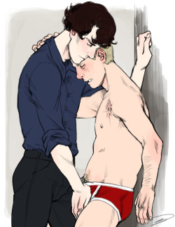 For toasterfish/bitenomnom’s fic, To Reap, Perchance Red Pants, the winner of fuckyeahjohnlockfanfic’s red pants fic contest! 2 of 2!! (couldn&rsquo;t resist doing the more porny scene too hehehe&hellip;.)(well not super porny but yeah&hellip;)