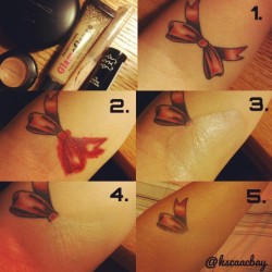 nowacking:  queergear:  the-grand-fangirl:  cosplaytipsandtricks:  homestuckresources:  kcaacbay:  How to cover up tattoos! use a red lipstick covering the outlines pat on a light concealer, using a setting powder pat on your skin tone concealer, and