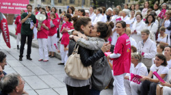 slumpylaceprincess:   Two straight women, named Julia (17) and Auriane(19), kissing in the middle of an anti-gay, anti-adoption rally in Marseilles, France in support of their gay friends and all other gays across the world. This picture has quickly becom