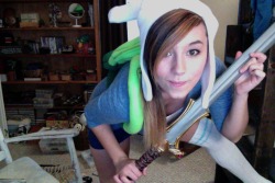 fyeahadventuretime:  My homemade Fionna the Human costume. It took me 8 hours to make, but so worth it. I made the hat, backpack, and the skirt all from scratch without patterns. #hardcoreDIYcostume Submitted by thelittleblackanchor  sooooo hot.