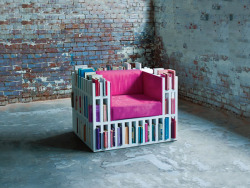 lprocket:  Bibliochaise by Nobody&amp;co I was just thinking how perfect this would be for my humble little apartment when I read the designer’s quote: “Twelve years ago we lived in a tiny flat, full of books but with nowhere to sit. Problems are