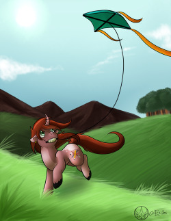 My part for the Art Trade with  pokemon-chick, it&rsquo;s her ponysona having fun outside in a sunny day. Hope you like it :D