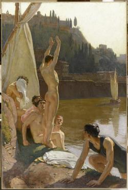 mandrag:  thisblueboy: Georges-Paul Leroux (Freench, 1877-1957), The Bathers in Tiber, Rome 