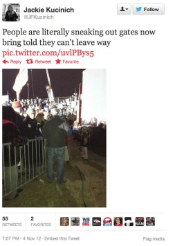 peterfeld:  Romney staff is holding children hostage at a frostbitten rally right now, according to NY Times reporter Michael Barbaro and USA Today’s Jackie Kucinich. 