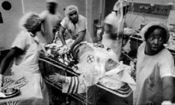 Ku Klux Klan member being operated in one of the hospitals in Alabama.