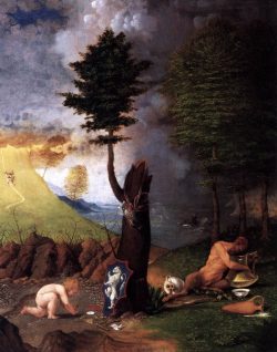 corinthian-girl:  Lorenzo Lotto - Allegory of Virtue and Vice (1505) 