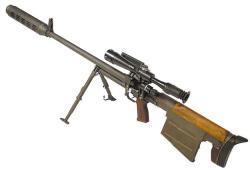 first-in-firearms:  The KSVD the KSVK anti-materiel (or large caliber sniper) rifle was developed in the late 1990s by ZID pland, based in Kovrov, Russia. It is based on the SVN-98 12.7mm experimental rifle. Initially known as ASVK, KSVK is currently