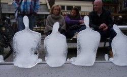 zitterberg:  Huge numbers of seated figures were made out of ice by Brazilian artist Néle Azevedo. Installations involving the ice figures last until the final miniature has melted.