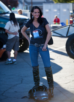 lucky-33:  Oct 2012 A recent picture of Moment at the SEMA show.  Re-blogSurprisingly, I posted very few photos in October 2012. No nudes at all. I liked this candid shot, though. She looked hot that day. 3 months later, she became a grandma. lol 