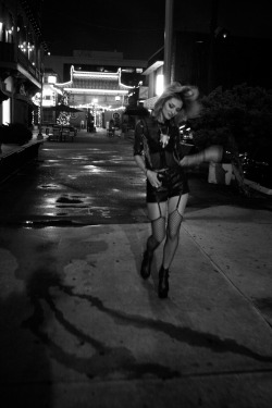 Chinatown at night.  photo by NatSin, model Theresa Manchester I lovingly refer to this as my Chinatown hooker look :)