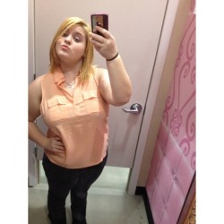 thesexycamerabitch:  Iâ€™m #cute #whitagram #me #girl #dressingroom #room #teen #teenager #black #orange #skinny #jeans #sleeveless #shirt #blondie #silly #outfit #ootd #pink #princess #rue21 #store #shopping #funny #nofilter