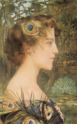 artandopinion:  Peacock Profile 1896 Edgar Maxence 