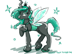 Look, I actually managed to draw a whole pony this time! Sorry for non-smut, though.  The challenge was to draw Chrysalis as a crystal pony, I kinda tried to make her holes look as fractures in the crystal, didn&rsquo;t really came out like I imagined