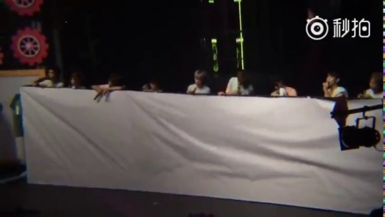 starry-hun: THE SCREEN FELL WHILE EXO WAS GETTING CHANGED ft. ParkÂ dropped-to-the-floor-to-hide-himself Chanyeol Xiumin and Jongdae- who have absolutely no chill whatsoever Yixing- who walked over to the other side to save himself and Baekhyun- who gave